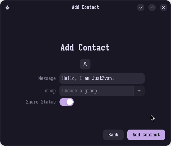 Gajim Add Contact